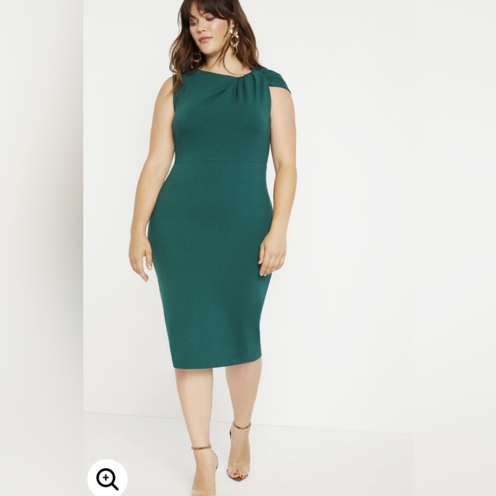 NWT Eloquii Twisted Shoulder Dress Green Plus Size 26